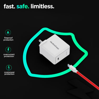 Sprint All In One 30W 6A Fast Charging Adapter with Cable (Type-C to Type-C)