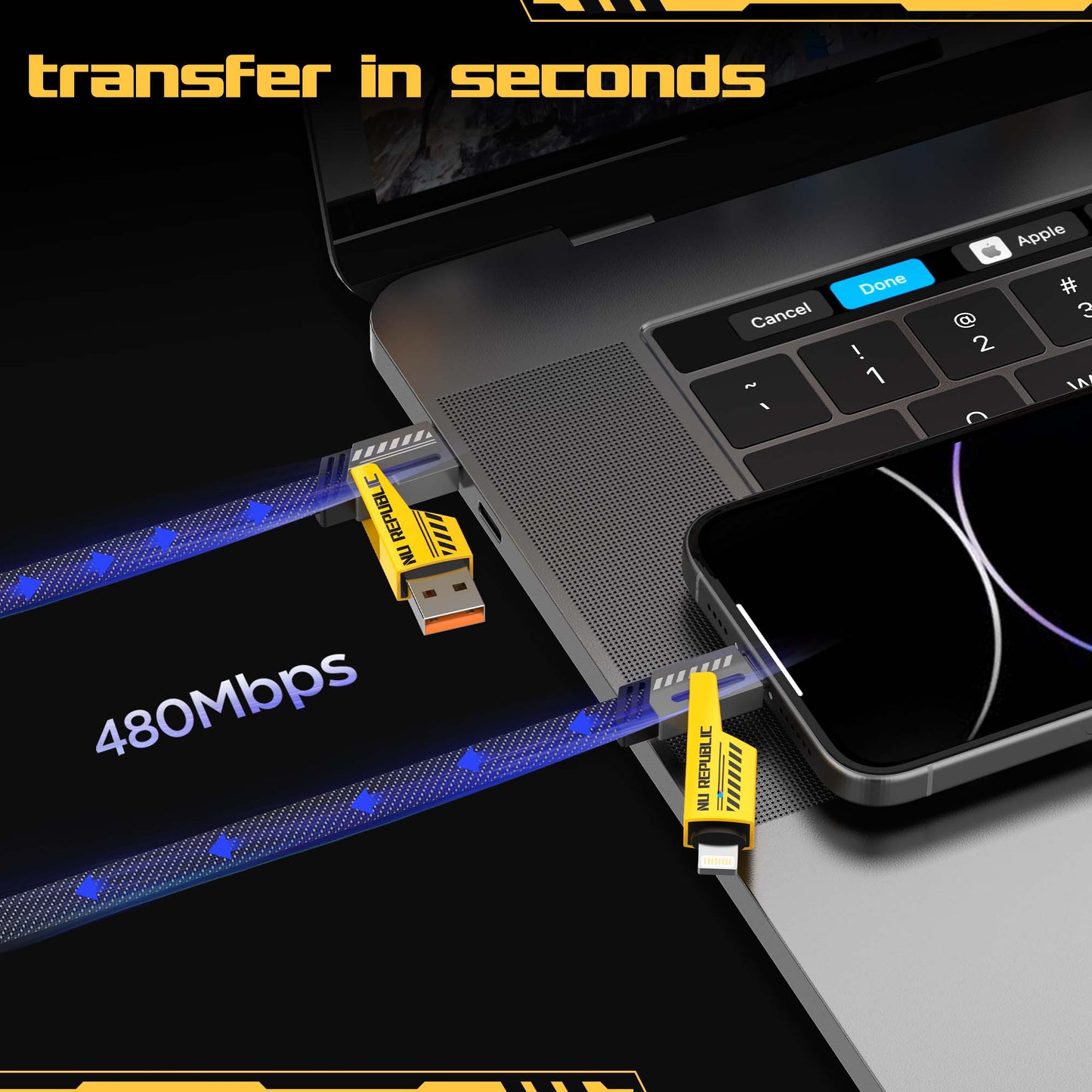 Blaze Fusion-Q 100W 4 in 1 Carbon fiber design cable