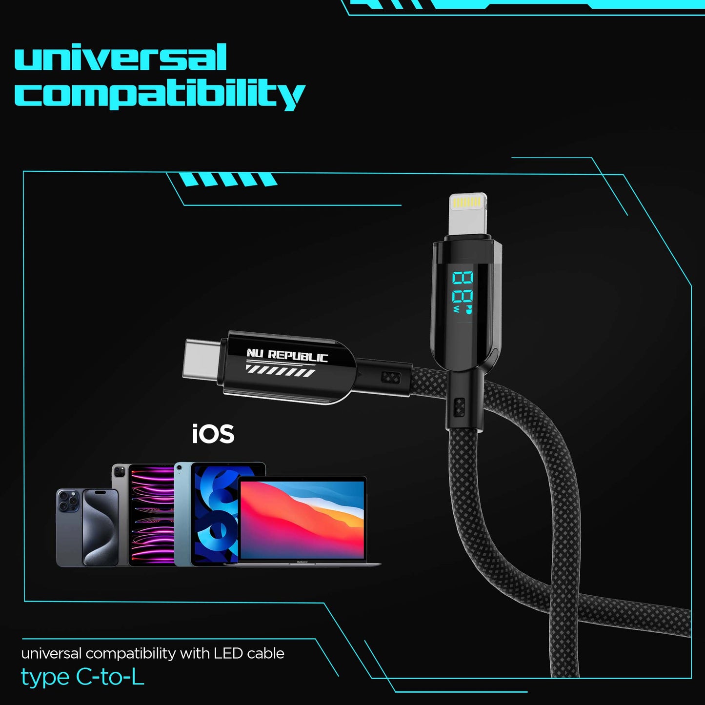 Blaze Fusion Spot  LED Display Cable (Type-C to Type-L)